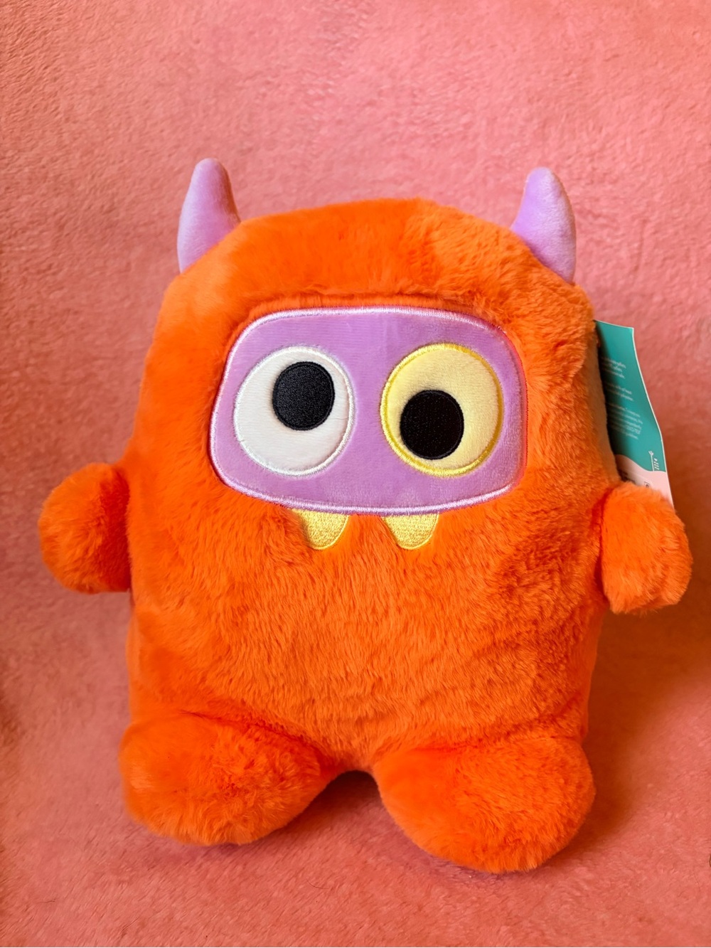 Plush Orange Monster Soft Toy with Purple Details - Kids Toys